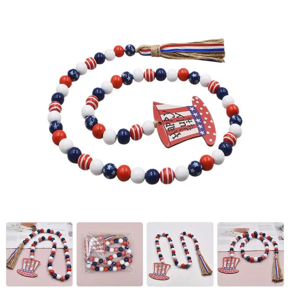 

Independence Day Wooden Bead String House Accessories Home Wooden Beads Rope