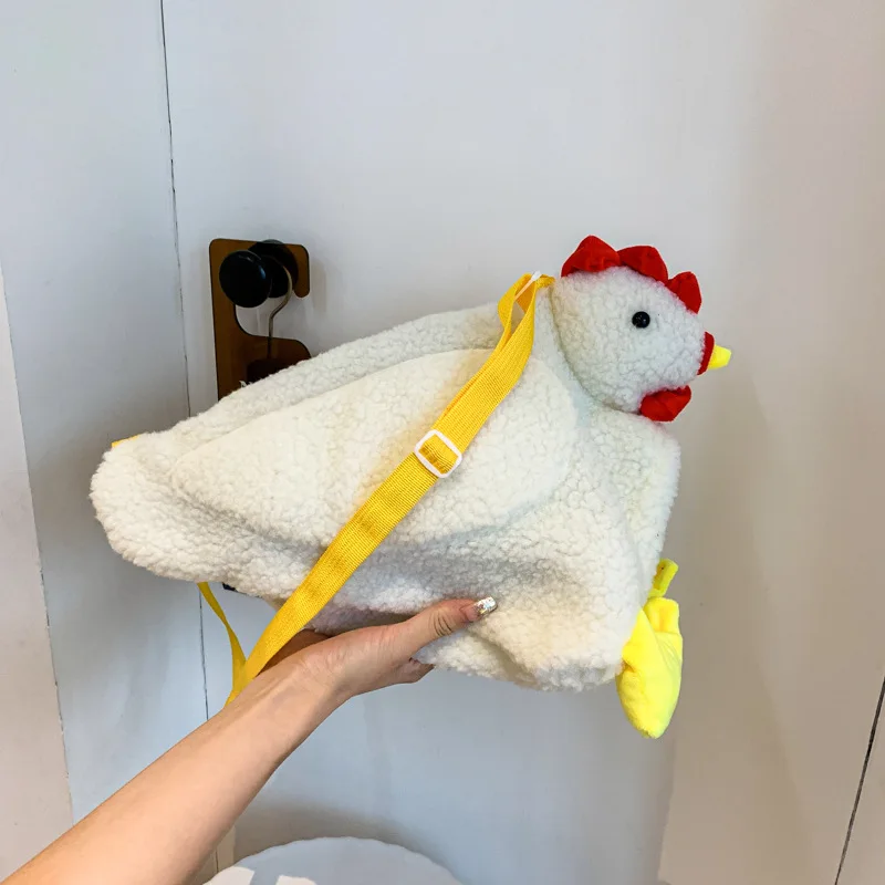 

Cartoon Plush Rooster Chickens Shape Bag Zipper Crossbody Purse for Women Soft Fleece Cute Shoulder Bags