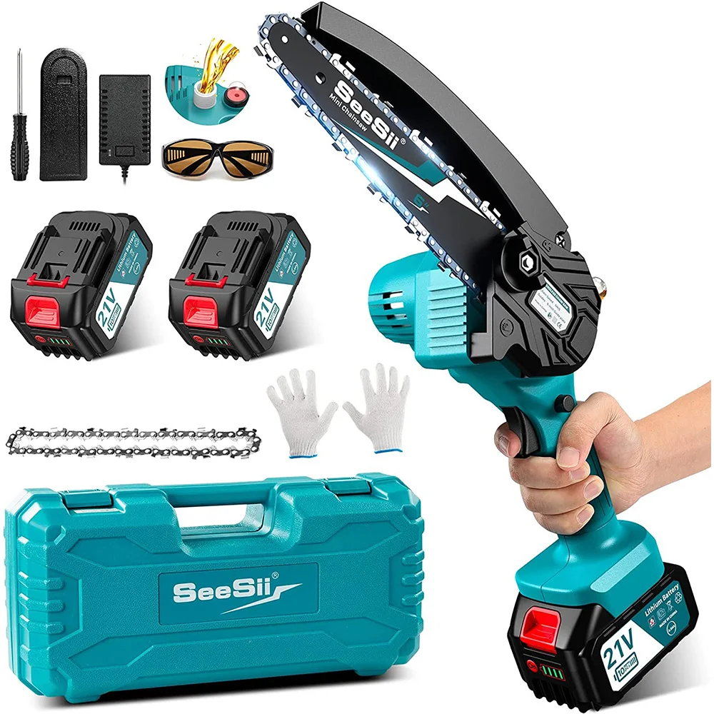 

Электрическая цепная пила SEESII, 6 дюймов, 800 Вт, с батареями 3000 мАч, ручная цепная пила для обрезки, портативные деревообрабатывающие режущие и...