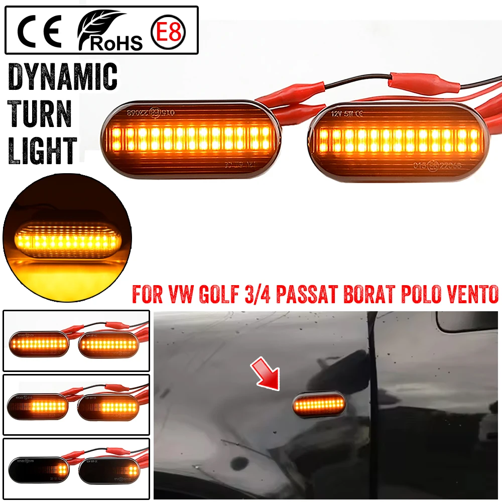 

2 шт. динамический светодиодный боковой указатель поворота для Vw Transporter T5 Polo Golf 3 4 Passat B5 Sharan Lupo Bora Multivan