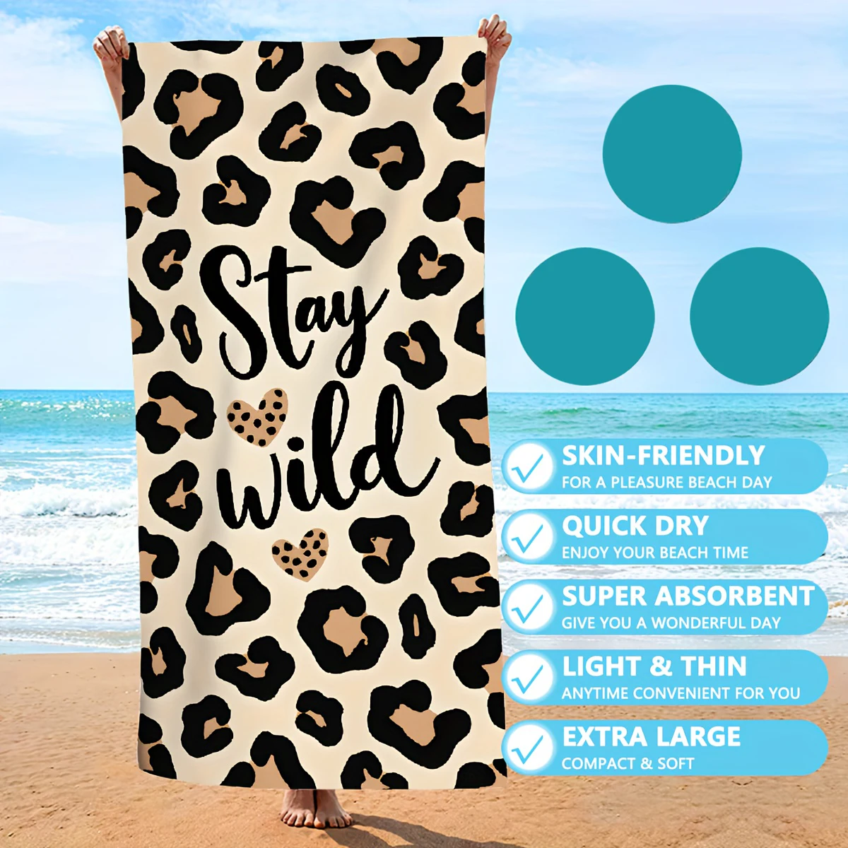 

Leopard Stay Wild пляжное полотенце из микрофибры