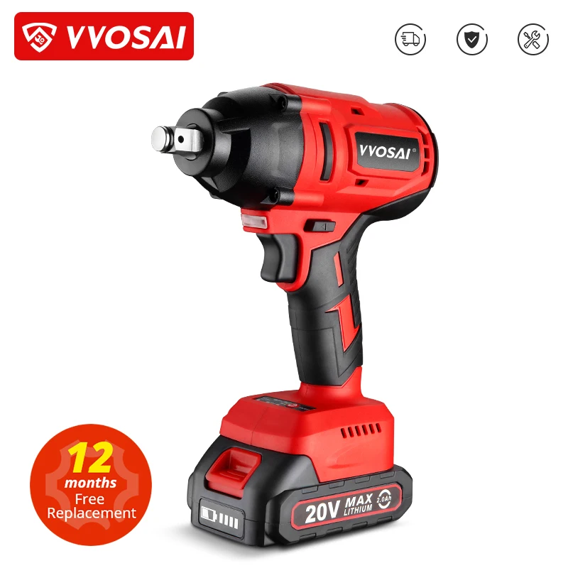 

VVOSAI 20V Electric Impact Wrench 600N.m Brushless Wrench Rechargeable 1/2 inch Li-ion Battery For Car Tires Cordless Power Tool