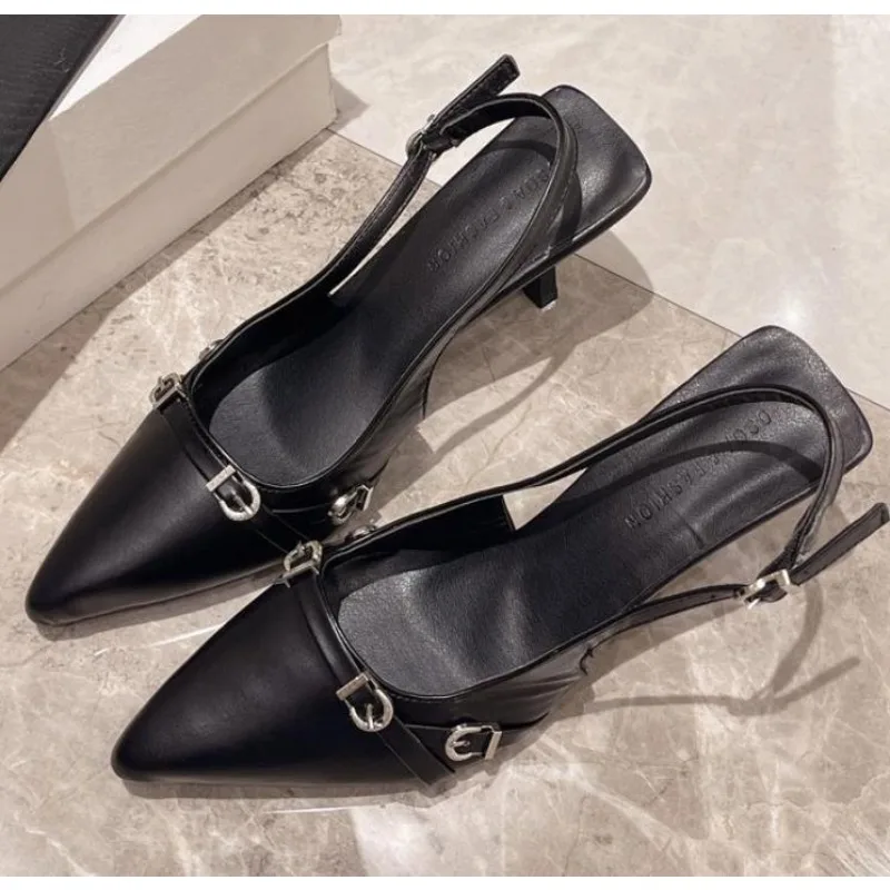 Новые черные туфли-лодочки на высоком каблуке для женщин с острым носком офисные