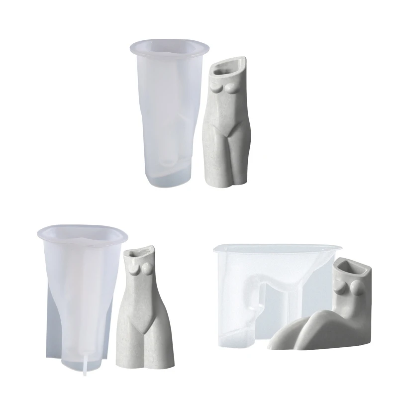 

1 Pc/3 Pcs Human Body Silicone Mold Diy Succulents Concrete Flower Pot Vase Plaster Cement Clay Mold Candle Holder Mold