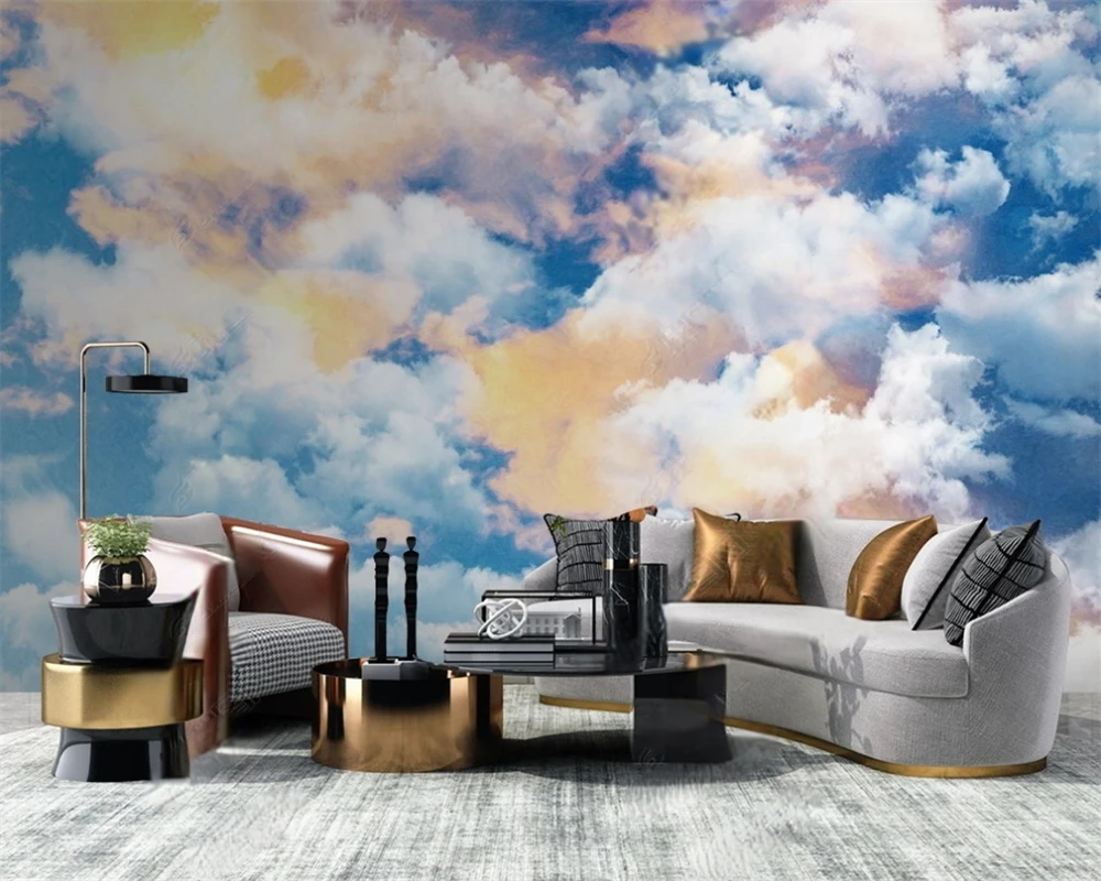 

Beibehang пользовательские украшения для спальни, гостиной, бумажные обои с рисунком, современные новые фантазийные обои с небом и облаками, нов...