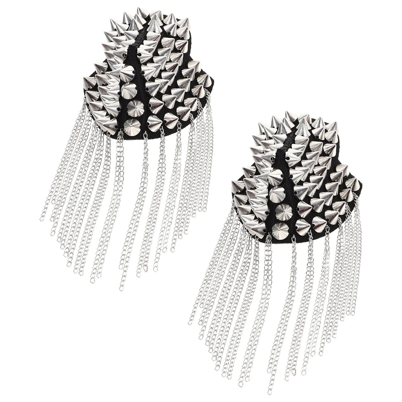 

Pair of Rivet Tassel Chain Epaulet Shoulder Boards Badge (Silver)