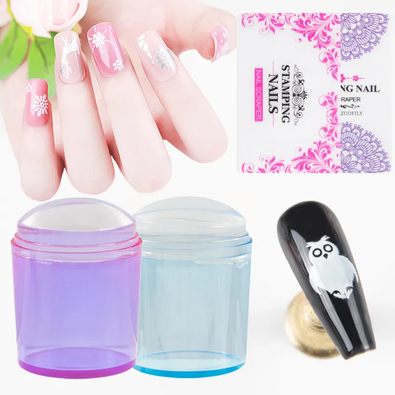 

2021 New Jelly Silicone Nail Stamper Scraper Set French Design Nail Art Stamp Stencil Polish Template Manicure Accessoires Tools