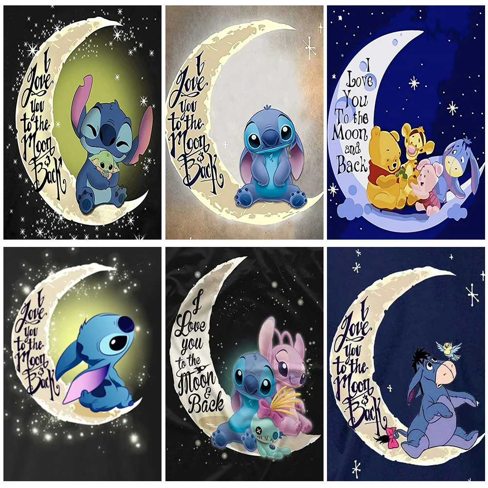 

Disney 5D DIY Diamond Painting Cartoon Lilo Stitch Nani Moon Mosaic Cross Stitch Rhinestone Kit Children's Room Home Decoration