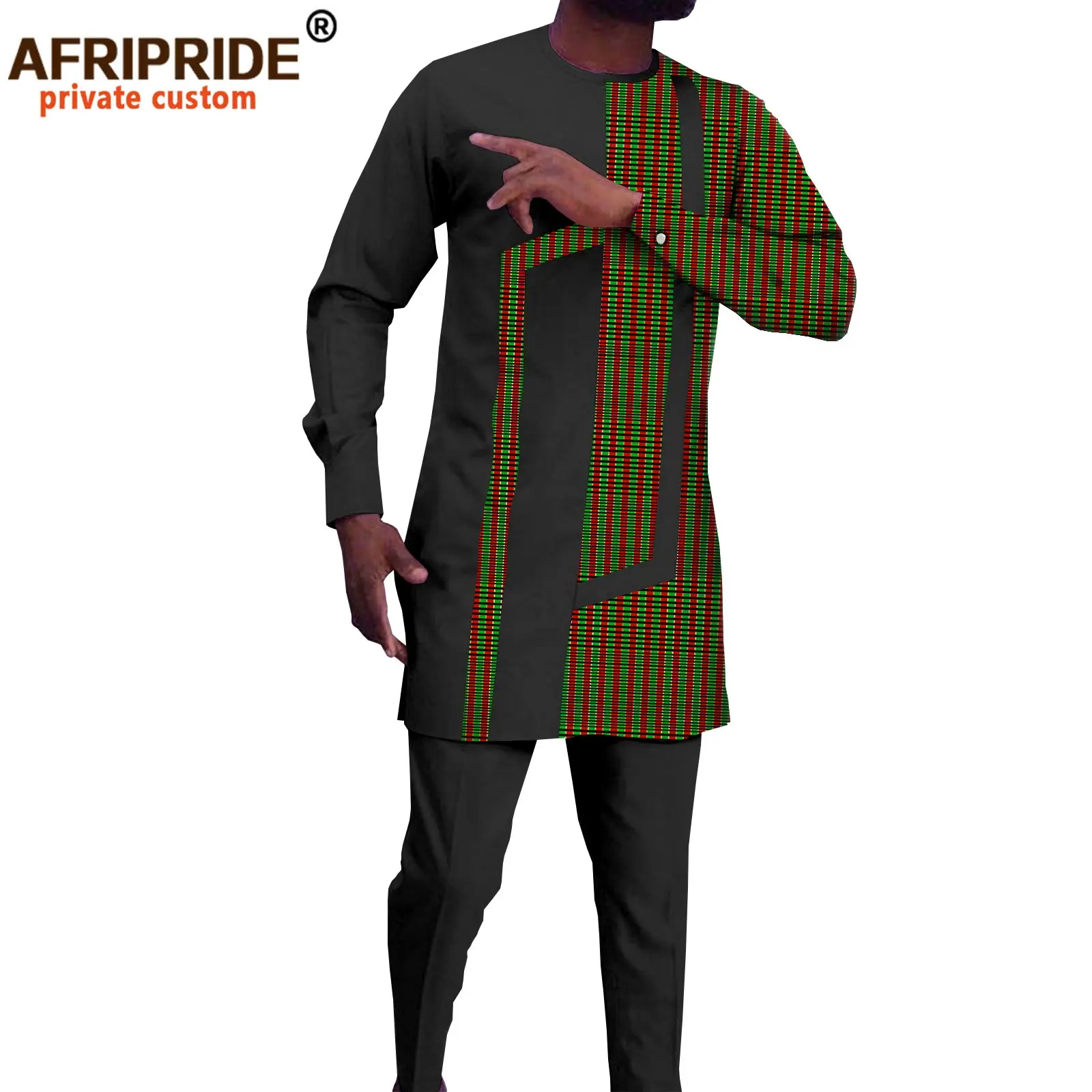 African Men`s Clothing Print Shirts with Trousers Suit Dashiki Outfits Plus Size Attire Traditional Set Tracksuit A2116045