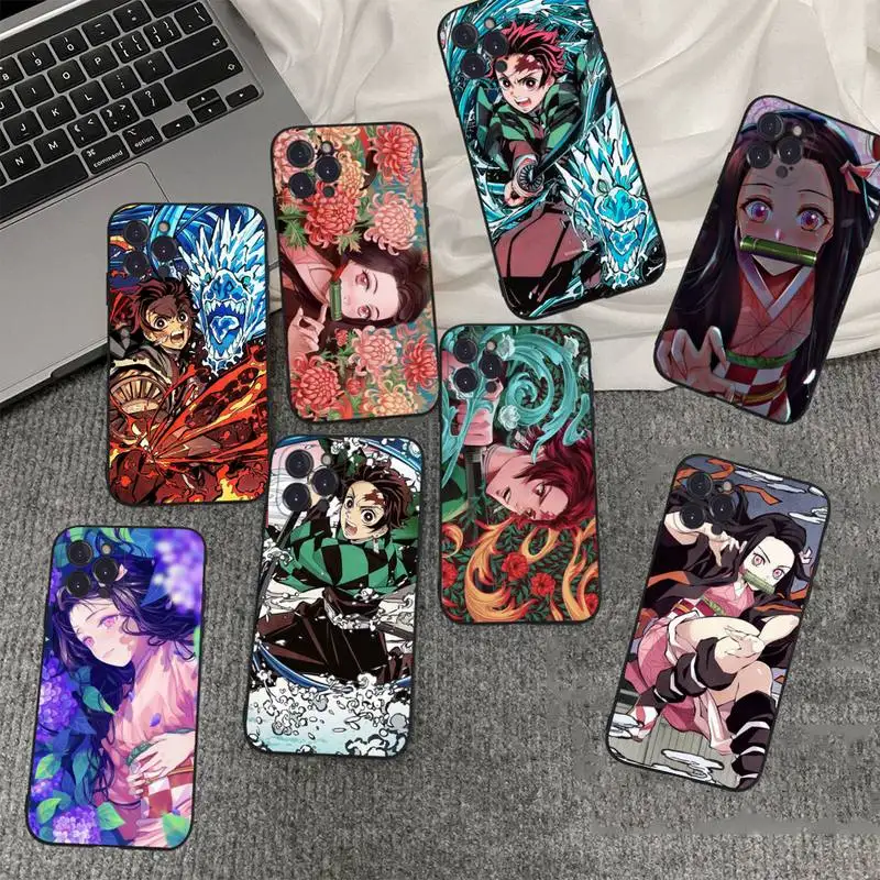

Bandai Japan Anime Demon Slayer Kamado Tanjirou Nezuko Phone Case Silicone Soft for iphone 14 13 12 11 Pro Mini XS MAX 8 7 Plus