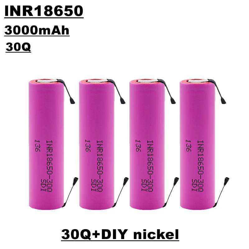 

Литий-ионный аккумулятор lNR18650, 30q, 3,7 в, 3000 мАч, разряд 20А, подходит для электроинструментов, электромобилей, UAVs + DIY никель