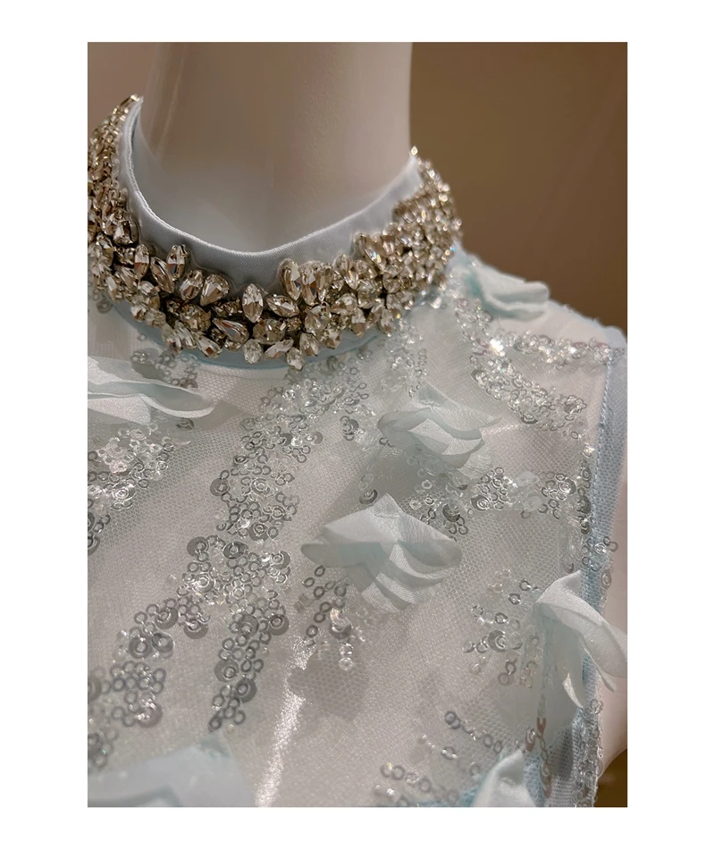 Женское платье с блестками высокого качества Lingzhi Wu роскошное короткое синими