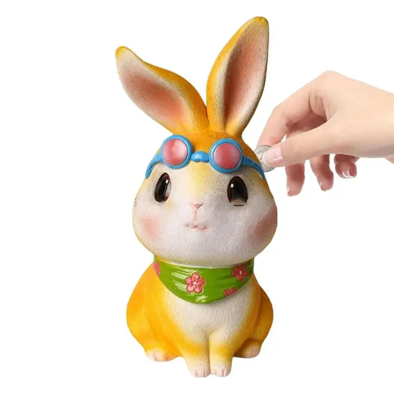 

Piggy Bank For Kids Indestructible Resin Rabbit Coin Bank First Coin Bank Cute Piggy Banks Christmas Birthday Gifts For Boys
