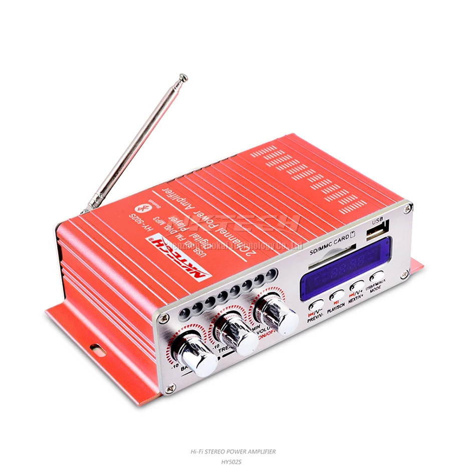 Автомобильный усилитель мощности Bluetooth HY-502S стерео режим звука Hi-Fi 2-канальный