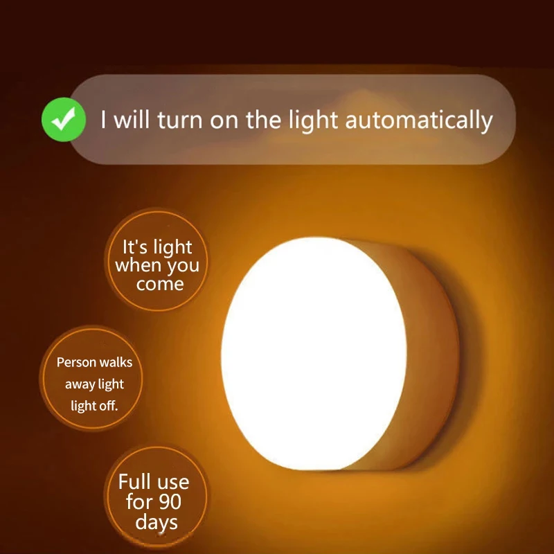 

Wireless LED Night Light Motion Sensor 3-5m USB Rechargeable Bedroom Decor Kitchen Cabinet Staircase Corridor Lamp Lighting 50