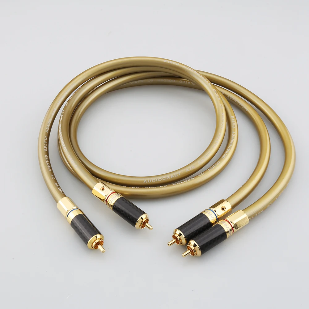 Пара медных кабелей OCC RCA с разъемом RCA из углеродного волокна в качестве Кабеля интерсоединения Hexlink Golden 5-C