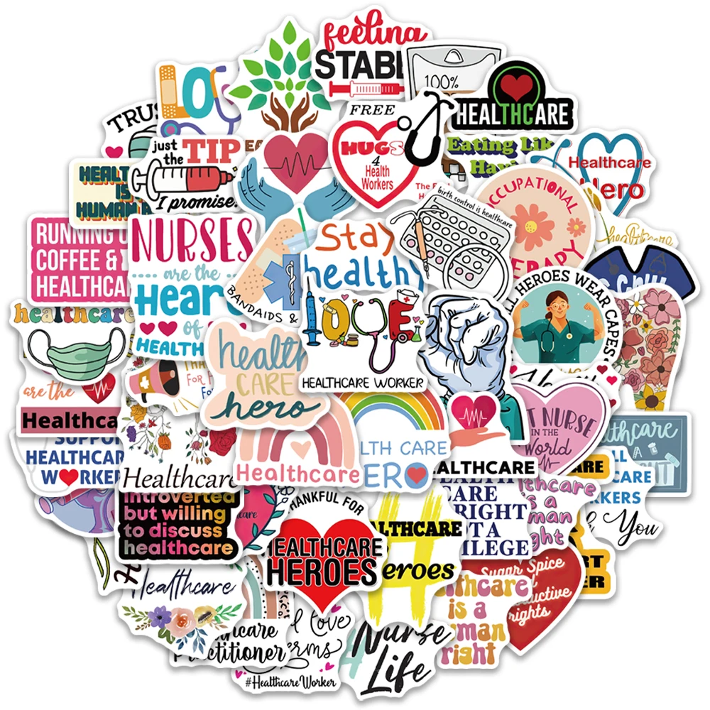 

10/25/52PCS Healthcase Cartoon Stickers for Kids Skateboard Luggage Case Helmet Laptop Water bottle Decals Toy