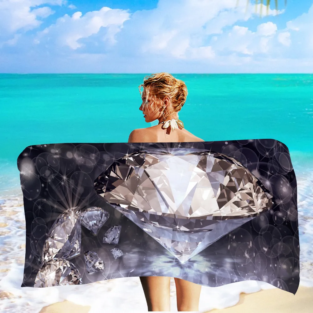

Sparkle Diamond Beach Towel Jewelry King Size Bathroom Summer Swimming Water Absorption Towel Adults Girls Gift Towels Quick Dry