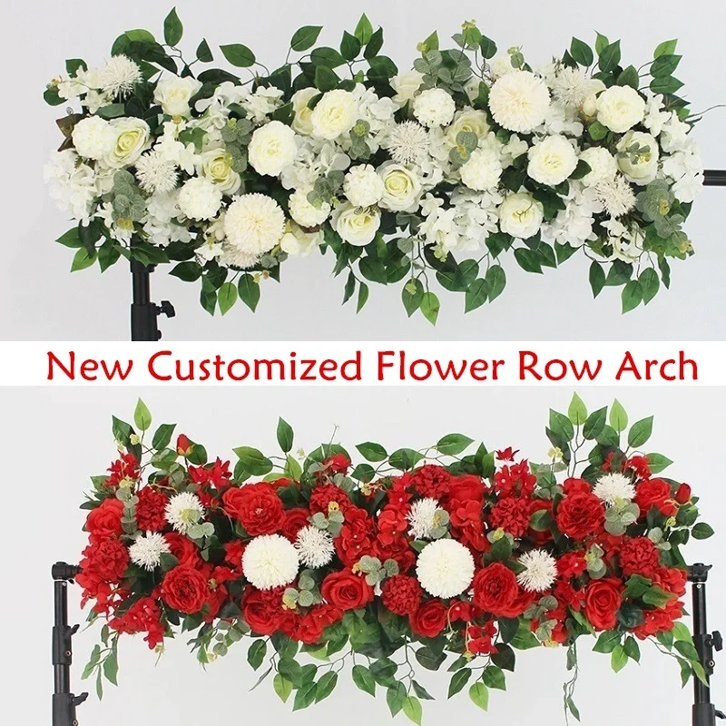 Wedding Arch Flowers, 1m Wall Arrangement Supplies,Silk Fake Peonies Rose Artificial Flower Row for DIY Wedding Party