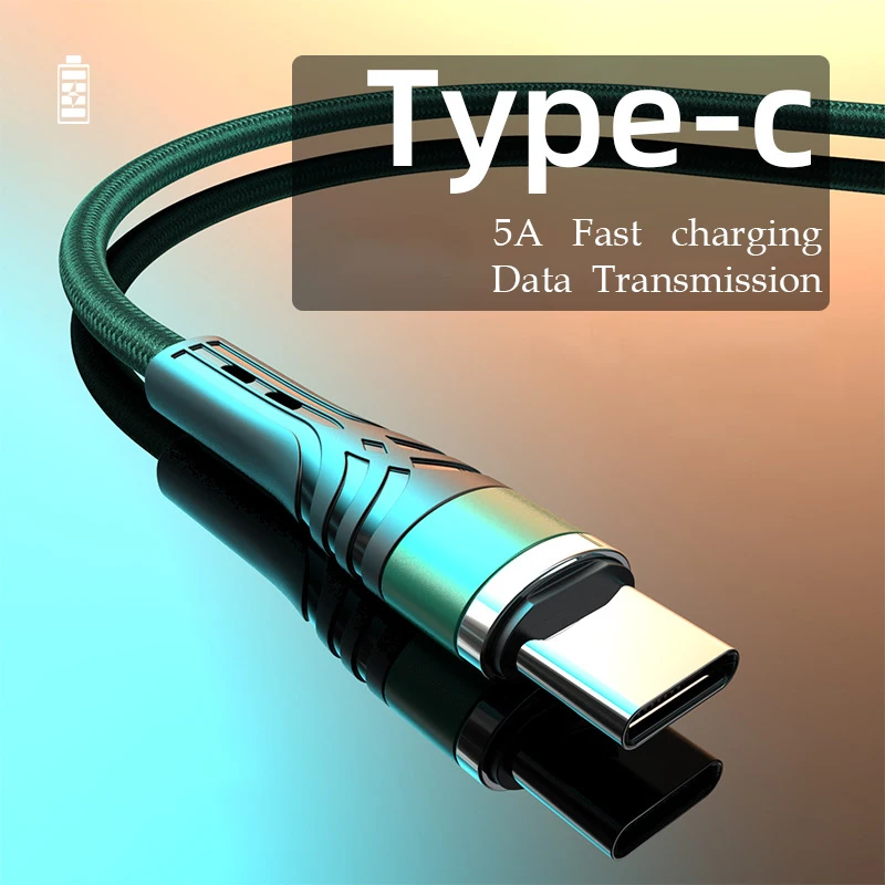 

USB Type C Cable Quick Charge For Xiaomi Redmi Samsung S20 S21 Huawei P30 5A Fast Charging Data Cord Mobile Phone Charger Cables