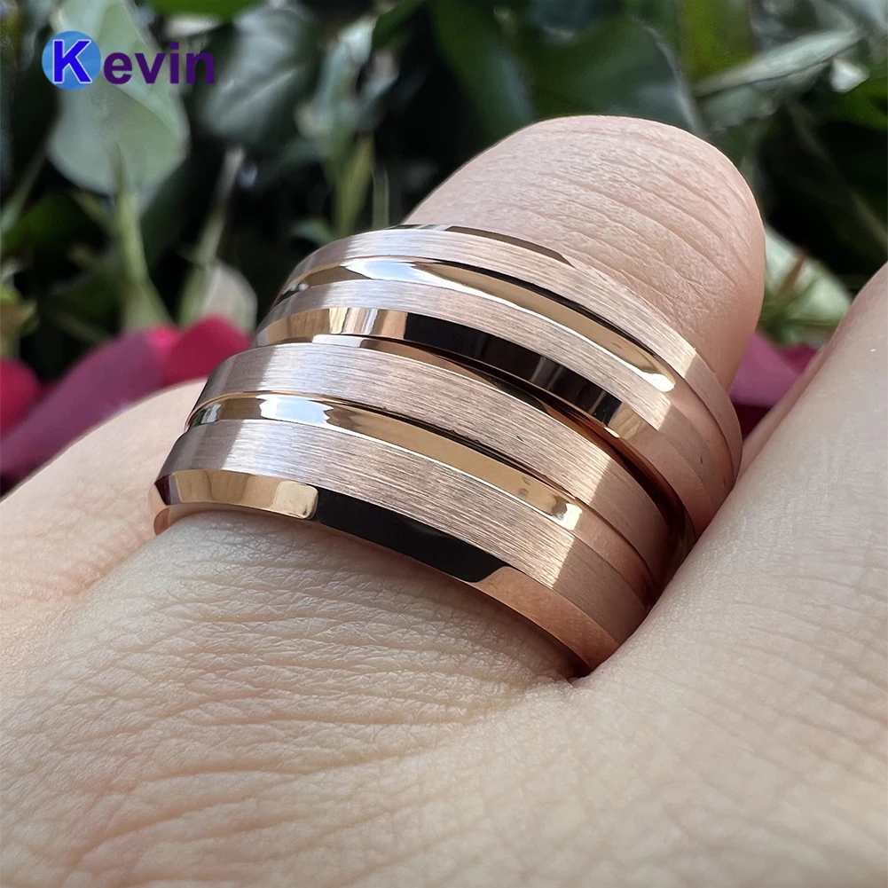 

6MM 8MM Rose Gold Wedding Band Men Women Tungsten Couple Ring Fashion Engagement Jewelry Beveled I Know/Love You Engraved