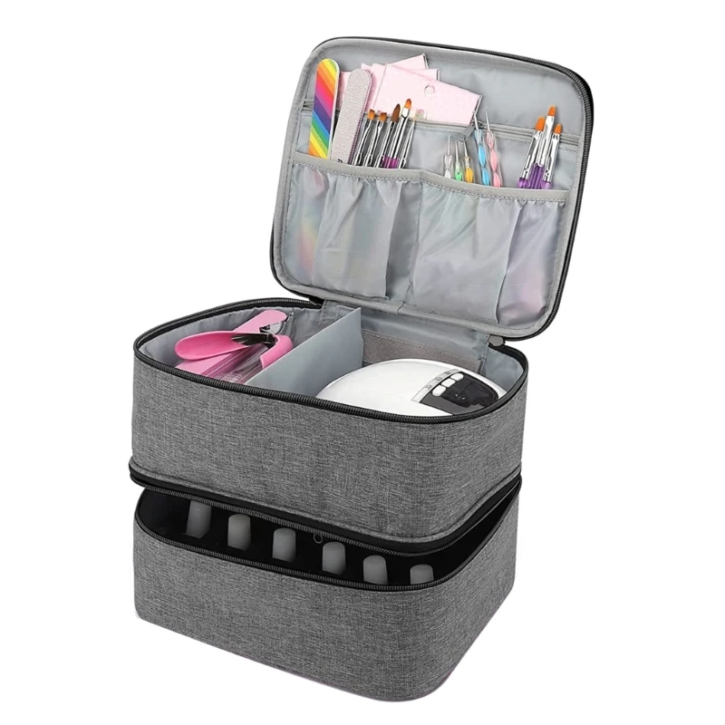 

Polish Storage Bag Travel Portable Double Layer Carrying Holds 30 Bottles for Fingernail Polish