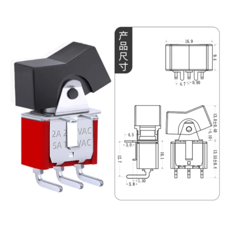

RLS-102-A3-03 Кулисный разъем Корабельный тип Кнопка Кулисный переключатель 3 фута 2 передачи вкл-вкл MR-1-102-A3-0006-RS