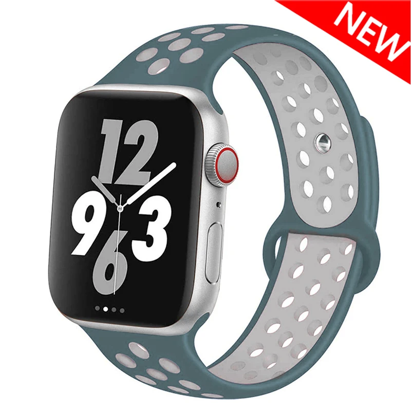 Ремешок силиконовый для Apple Watch band 44 мм 40 38 42 41 45 спортивный браслет наручных часов