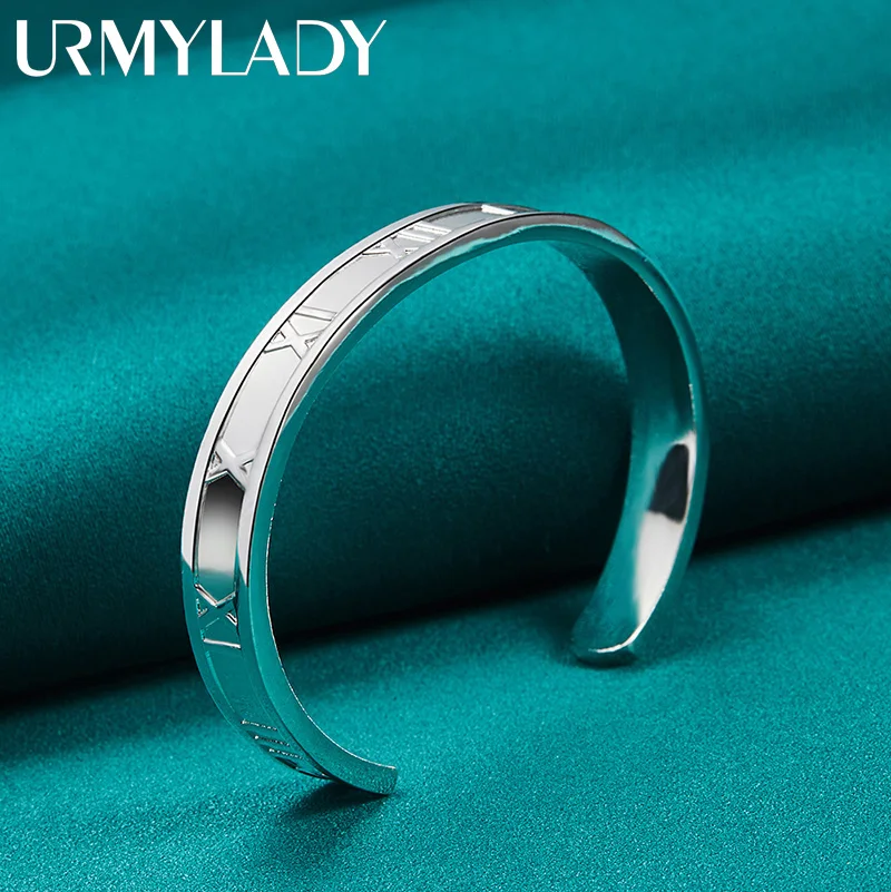 Браслет-манжета URMYLADY женский из серебра 925 пробы с римскими цифрами 7 мм