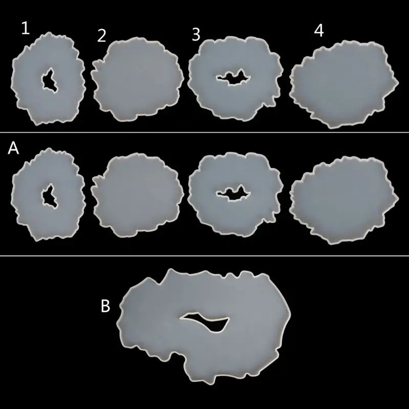 

4XBE Irregular Wave Round Tea Coaster Mold Making Coaster Resin Mold for Cup Mat