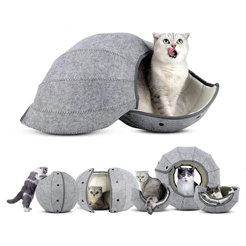 

Foldable Breathable Pet Bed Dog Kennel Cave Tunnel Semi-enclosed Creative Felt Cloth Pet Mat for Cat and Dog Puppy Supplies