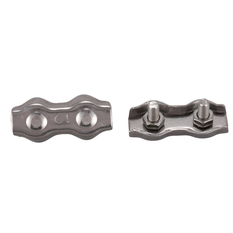 

30 Pcs 3Mm Duplex Clips Stainless Steel Wire Cable Rope Grips Clamps Caliper