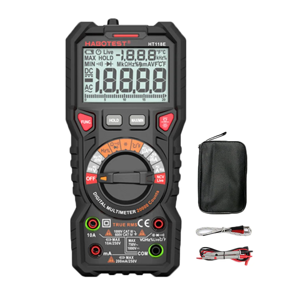 

HT118E Digital Multimeter Auto Range AC/DC 20000 Counts Professional High Precise Multimetro Testers with Temp Measurement