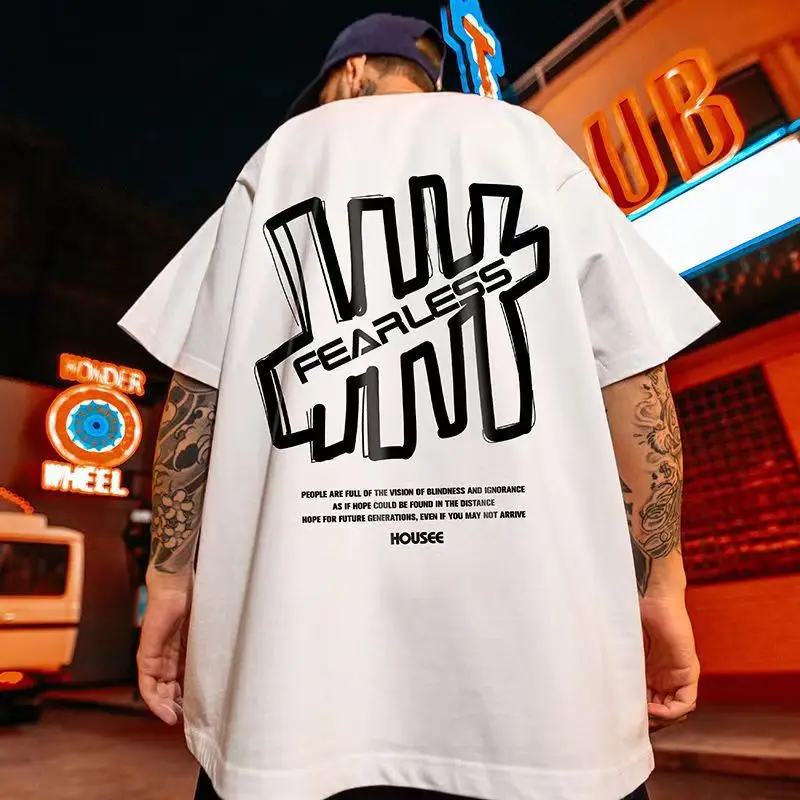 

Brand Men's T-shirt Summer New Cotton Street Fashion Hip Hop High Quality Oversized Men's T-shirt Short Sleeve Free Shipping