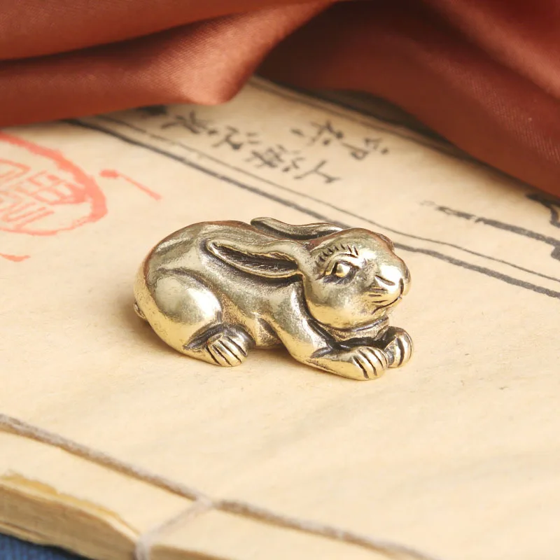 Латунные статуэтки в стиле ретро с милым Кроликом бронзовые миниатюрные поделки