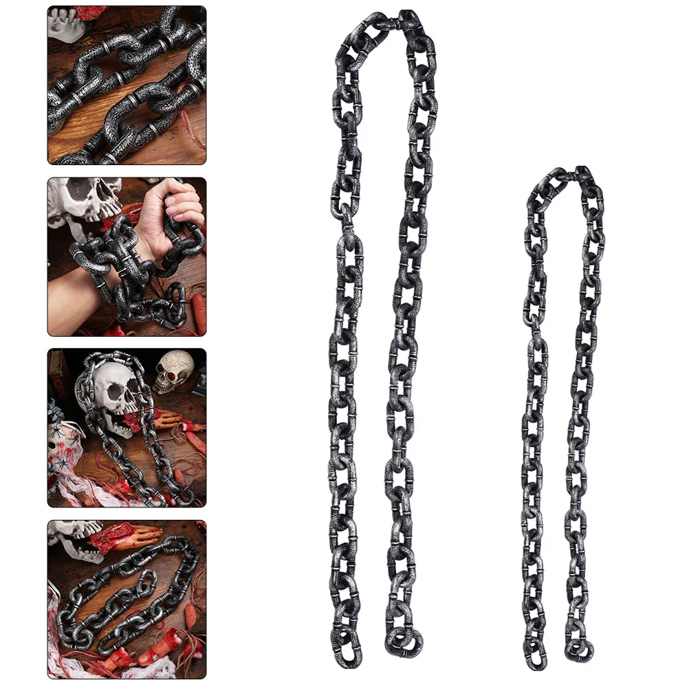

2 Pcs Cosplay Costume Simulation Big Iron Chain Prisoner Body Plastic Handcuffs Halloween Imitation
