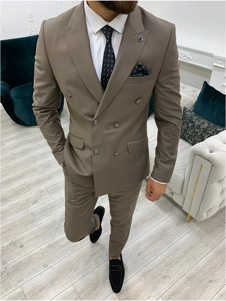 Wonderful Groom Men's Wedding Prom Suit Fit Men's Formal Business Workwear Set 2 Piece (Jacket + Pants)