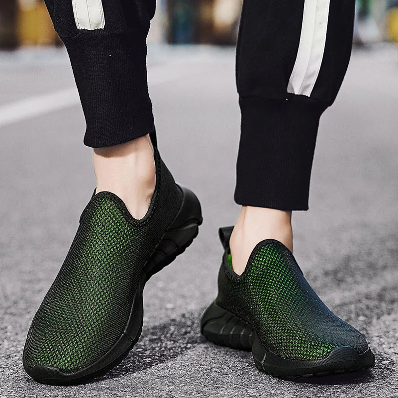 Summer Hot Cheap Blue Men's Sock Sneakers Mesh Breathable Running Shoes for Man Light Slip-on Athletic Shoes Men Big Size 46