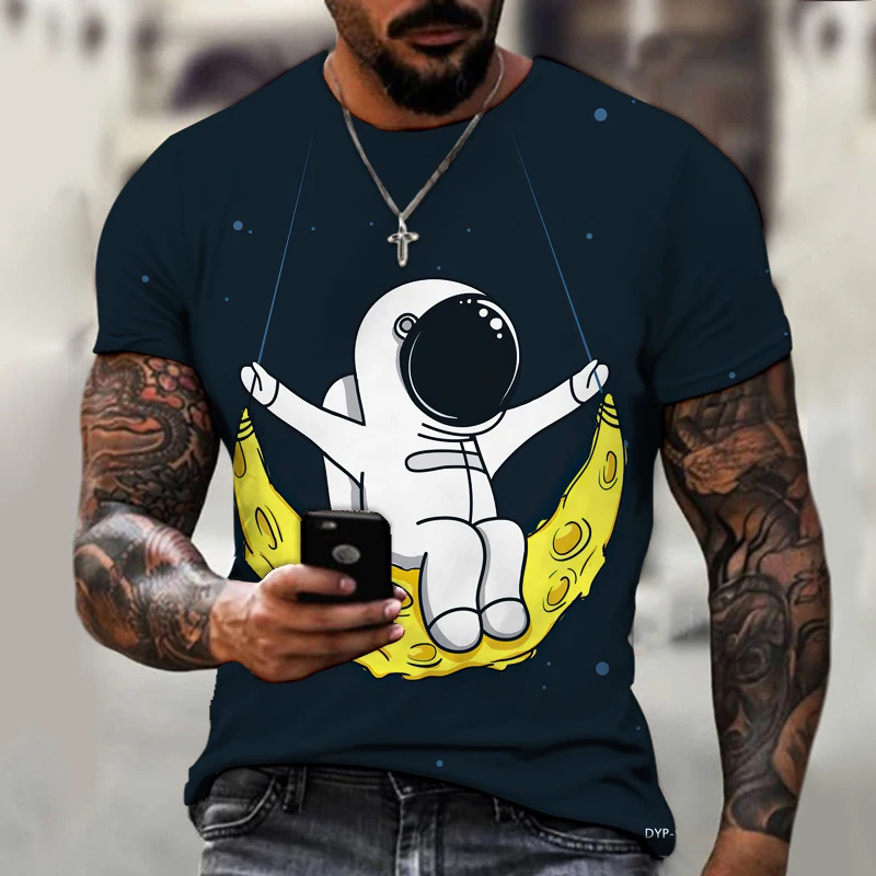 

2023 T Shirt For Men 3D Printing Mens Shirt Exclusive Design Space Universe Astronaut Loose Oversized Personality 6XL