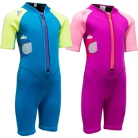 fashion stitching printed 2mm neoprene wetsuit childrens one piece front zipper sunscreen warm swimming surfing wetsuit