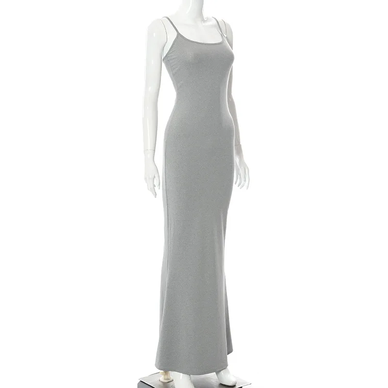 Женское атласное платье-макси без рукавов с открытой спиной - купить по выгодной