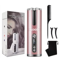 portable usb wireless ceramic rotating hair curler cordless automatic hair curling iron with lcd display