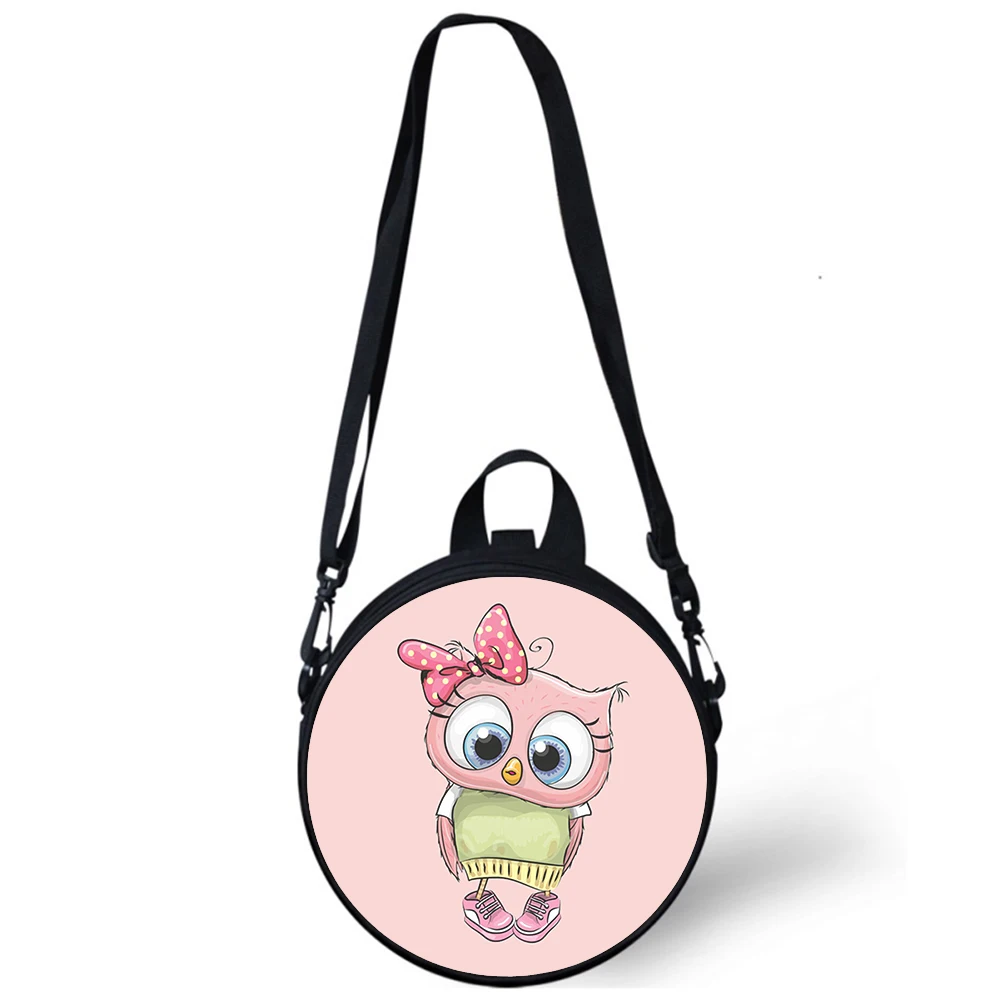 Cartoon animal owls Child kindergarten Bag 3D Print Crossbody Shoulder Bags For School Women Mini Round Bagpacks Rugtas Bag