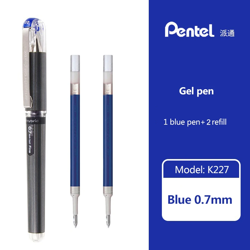 

Японская гелевая ручка Pentel K227 для письма, гибридная на водной основе, 0,7 мм, красная, синяя, черная игла, гладкие быстросохнущие школьные принадлежности