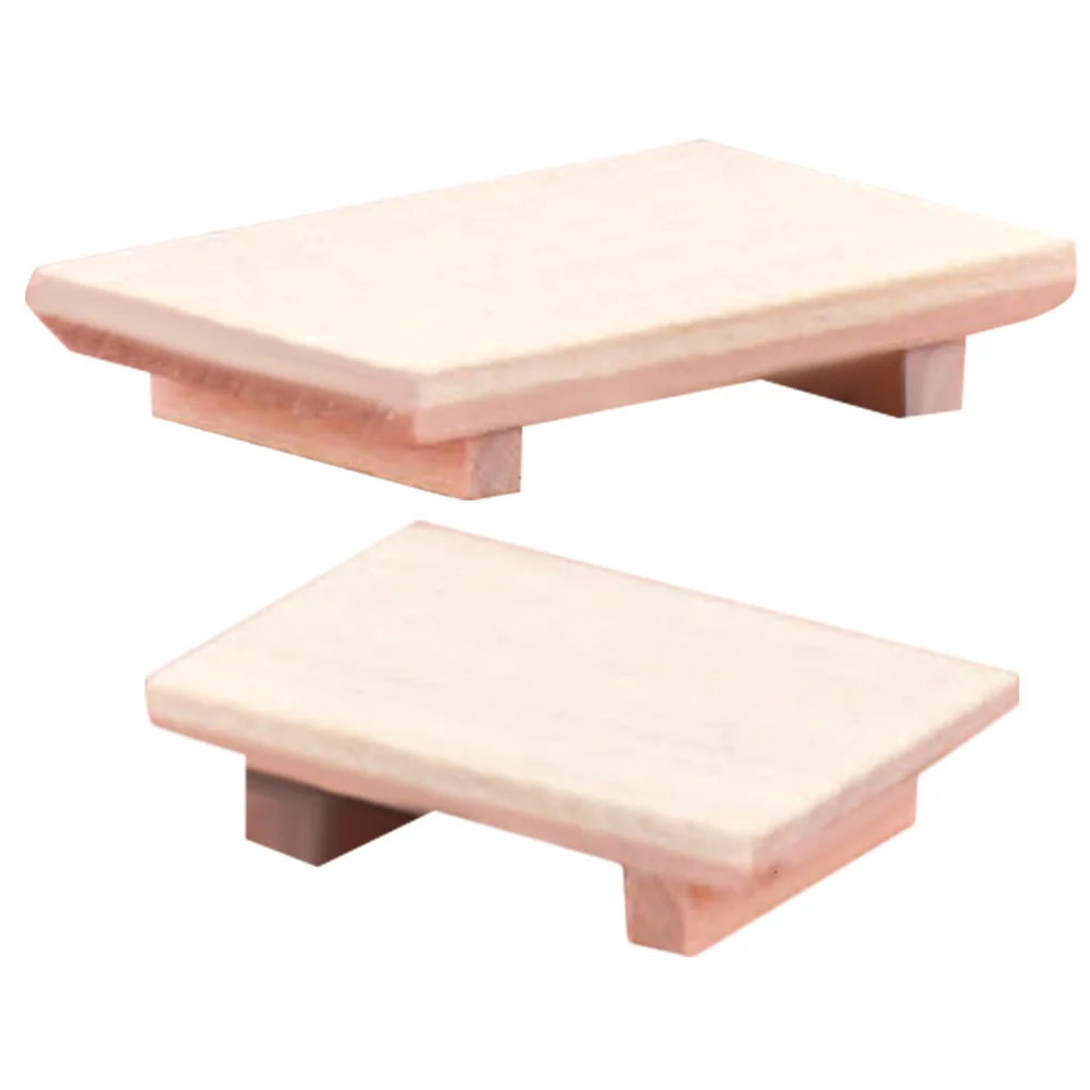 

2 Pcs Wood Pallet Wooden Plate Desktop Ornaments Pallets Decorations Mini House Prop Tray Model