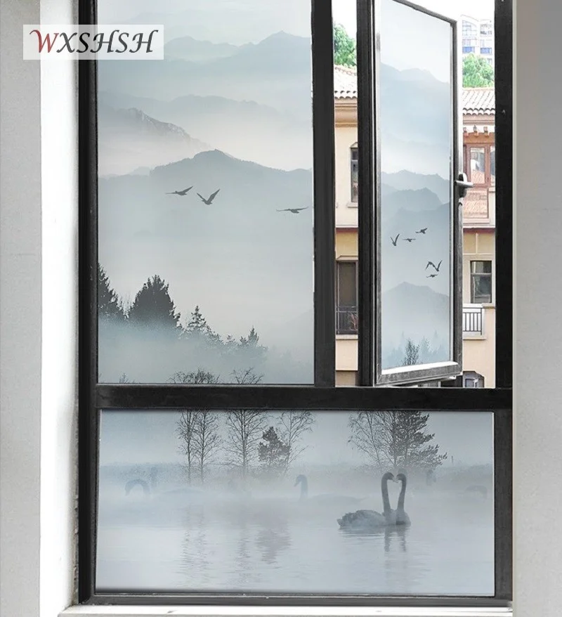 3D статическая безклеевая матовая стеклянная пленка для украшения гостиной