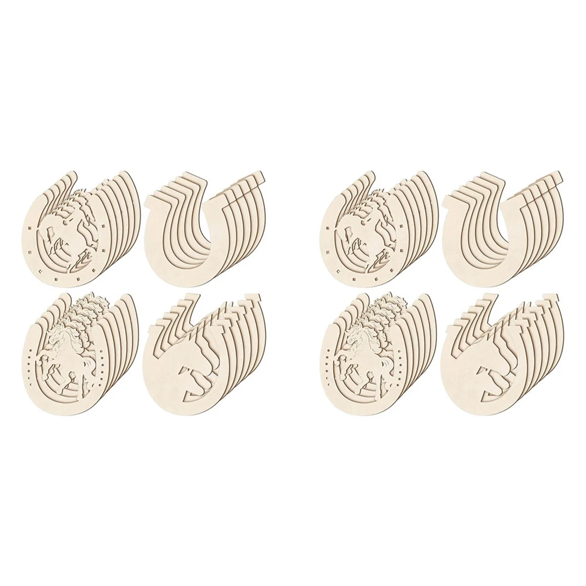 

96 Pcs Horseshoe Shape Wood Cutouts for Crafts Unfinished Wooden Horseshoes Small Cowboy Party Decorations