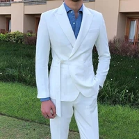 new style men suit white groom tuxedos party slim fit peak lapel groomsmen wedding best man 2 piece jacketpants costume homme