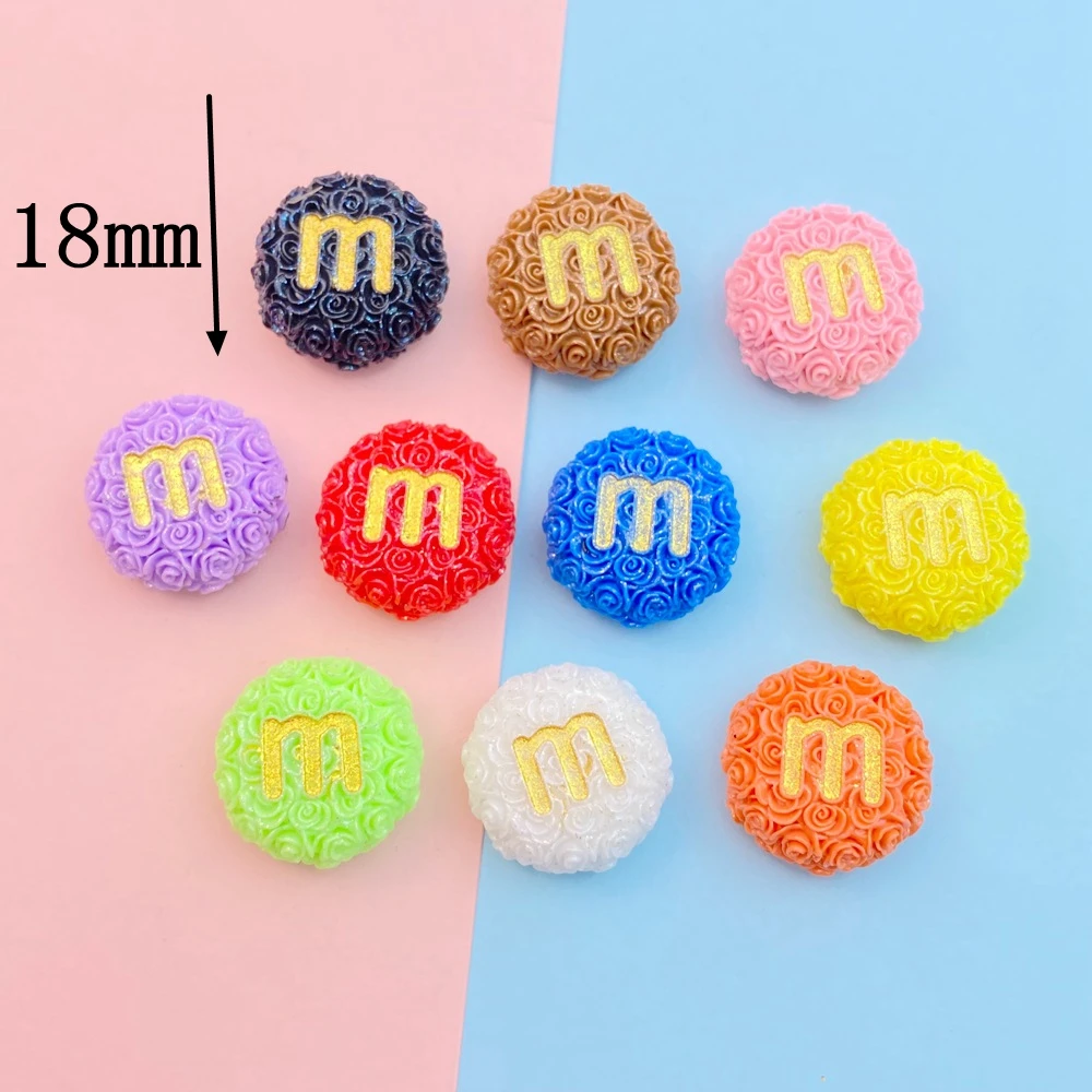 10 шт. новые милые резиновые цветные круглые буквы серии M с плоской задней частью