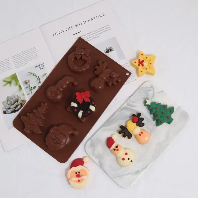 

Cake Mold Silicone Baking Molds Christmas 6 Even Elk Christmas Tree Snowman Chocolate Diy Pudding Manual Baking Cake Moulds